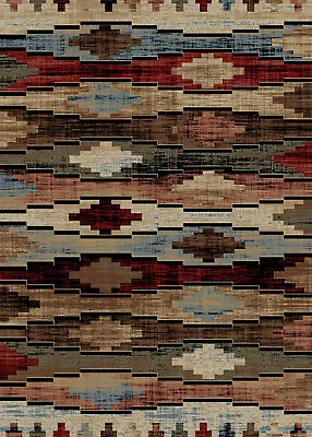 Cross Plains Area Rug Runner Lodge Cabin Tribal Native Southwestern Red Rust • $39.99