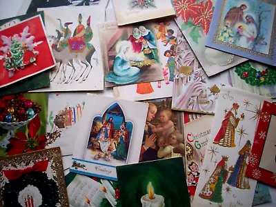 Lot Of 25 Vintage Christmas Greeting Cards ALL DAMAGED *D • $14.99