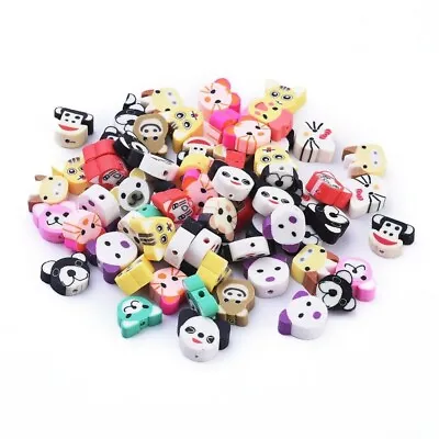 £3.20 • Buy Handmade Polymer Clay Beads For Jewellery Making Mixed Animal Faces Pack Of 30