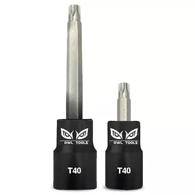 T40 Torx Socket 3/8 Drive 2 Pack Includes 3.5  Long Bit & 2  Bit Industrial Grad • $12.89