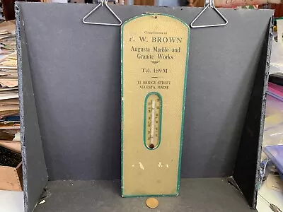 Vintage Advertising Thermometer PW Brown Marble Granite Works Augusta Maine • $12.99