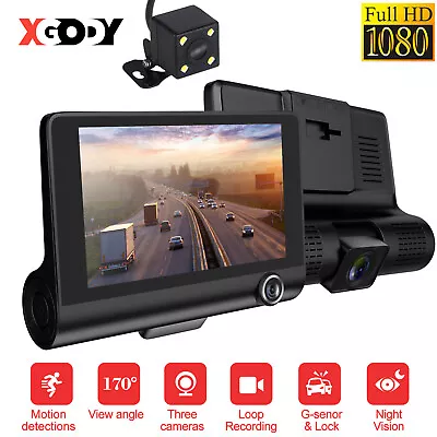 $38.49 • Buy XGODY 1080P Car DVR 4  Dash Cam Front Rear Cabin Video Recorder Camera G-sensor