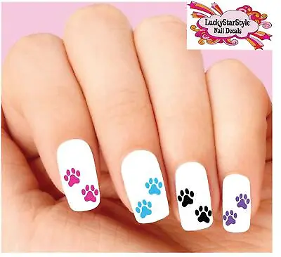 Waterslide Nail Decals Set Of 20 - Colorful Dog Paws Assorted • $2
