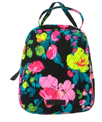 New Vera Bradley Hilo Meadow Black & Pink Floral Lunch Bunch Insulated Cooler • $29.99