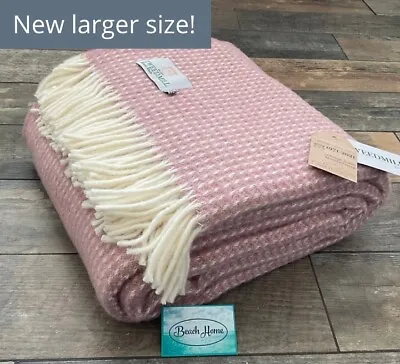 £56 • Buy Tweedmill Textiles Dusky Pink Waffle Pure Wool Larger Throw Blanket Rug British