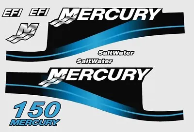 Mercury 150hp Saltwater Series Outboard Decal Kit 1999- 2004 - BLUE • $69.92
