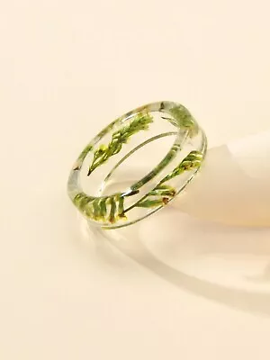 Boho Chic Transparent Trendy Resin Flower Chunky Finger Ring Retro Band Women • $2.98