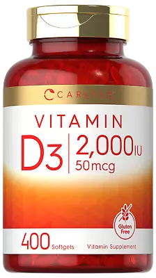 Vitamin D3 2000 IU Softgels | 400 Count | Non-GMO Gluten Free | By Carlyle • $11.49