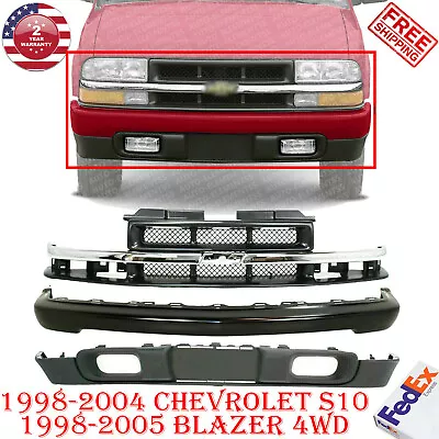 Front Bumper Replacement Kit + Grille For 1998-2004 Chevy S10 / 98-05 Blazer 4wd • $431.04