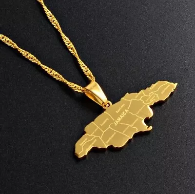 Jamaica Gold Pendant Necklace Chain Elegant Jewellery Gift Present Womens Mens • £6.99