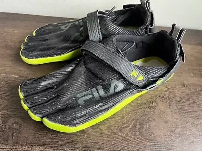 Fila EZ-Slide Skele-Toes Mens Barefoot Running Shoes Black Lime Green Size 10 • $29.99