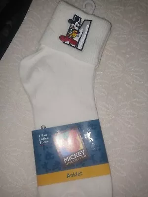 Vintage 1 Pair Ladies Socks ( Anklet) Mickey Mouse Orlon • $19.99