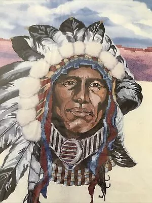 Vintage SOMETHING SPECIAL CROSS STITCH KIT Native American CHIEF Open Complete • $10