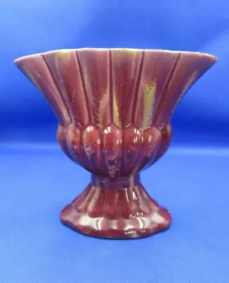 Casey Ware - Australian Pottery - 17cm Fan Vase 81 - Drip Glaze Red/Yellow/Green • $19.96