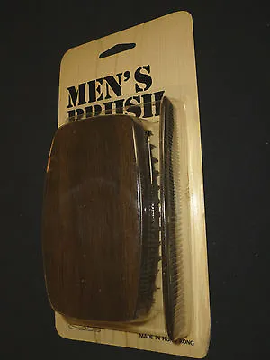 Brand New Hair Brush Mens Military Style Wood Look Plastic Block W/ Comb • $14.55