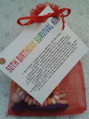 50TH BIRTHDAY Survival Kit Fun Unusual Novelty Present Gift For Him Or Her       • £3.95