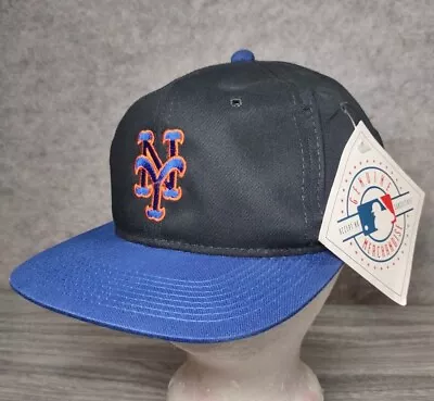 Vtg NEW YORK METS SnapBack Hat Blue Black Genuine MLB Merchandise Outdoor Cap • $29.95