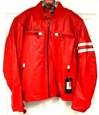 Moto Guzzi Racing Motorbike Leather Jacket Cow Hide/5 Protection Armour Inside • $166.50