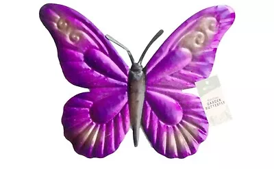 Hanging Butterflies Purple Wall Decor Garden Bedroom Window Metal Decoration • £7.06