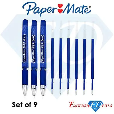 £4.45 • Buy  3 X Paper Mate Inkjoy Gel Pens 0.5 Blue & 6 FREE 0.5mm Needlepoint Ink Refills