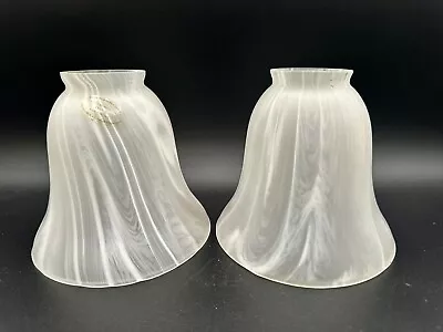 2 Vianne French Blown Glass Lamp Shades - White Cloud Satin - 2 1/4  Fitters • $19.99