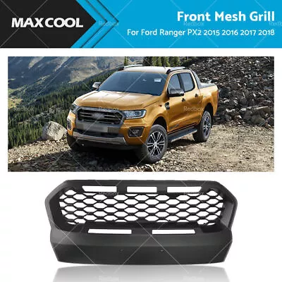 Matte Black Front Mesh Grill For Ford Ranger PX2 2015 2016 2017 2018 • $221.59