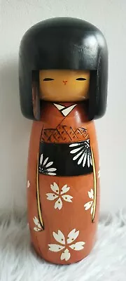 £90 • Buy  Large Kokeshi Wooden Geisha Doll In A Floral Kimono Signed Made In Japan