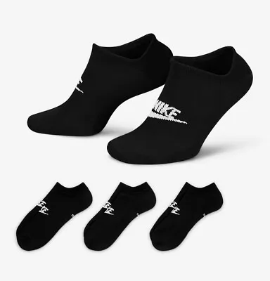 NEW 3 Pairs Men's Size L 8-12 Nike Footie Low No Show Socks NWT Black White  • $17.95