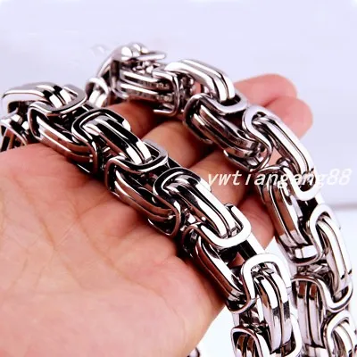 7 -40  12/15mm Heavy Huge Stainless Steel Mens Byzantine Chain Necklace Bracelet • $25.64