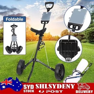 Foldable 2 Wheel Push Pull Golf Club Cart Trolley Buggy Golf Accessories AUS • $88.99