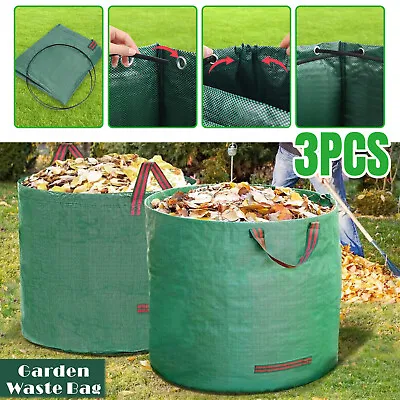 3X 300L Heavy Duty Garden Waste Bags Reusable Waterproof Leave Grass Refuse Sack • £14.24