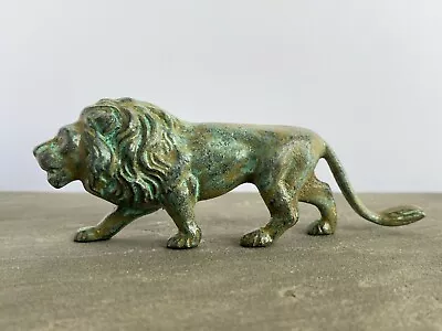 Bronze Lion Statue (Small) - Animal Green Sculpture Figurine 10.2CM / 4  • $57.20