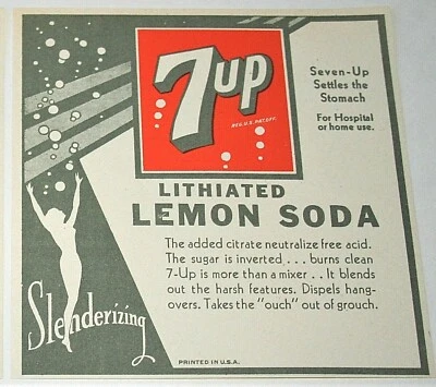 Set Of 2 7UP Lithiated Lemon Soda Soft Drink Bottle Paper Label New NOS 1950s  • £14.27