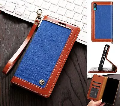 Huawei Y7 2019 / Y7 Pro 2019 Wallet Case Denim Leather Combined Style Lanyard • $9.50