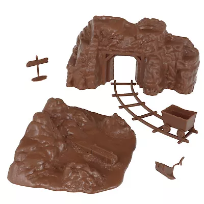 BMC Marx Recast Western Gold Mine Cowboy Playset Accessory 6pc Brown Terrain USA • $19.80