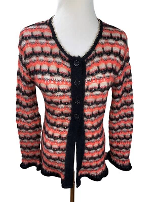 £128.77 • Buy Vintage CHRISTIAN LACROIX Bazar Mohair Blend Striped Cardigan Size M Lightweight