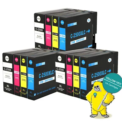 12 Ink Cartridges PGI-2500XL For Canon MAXIFY MB5155 MB5350 MB5450 MB5455 MB5150 • £20.19