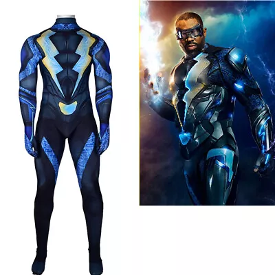 New The Black Lightning Jumpsuit Jefferson Bodysuit Halloween Cosplay Costume UK • £51.59