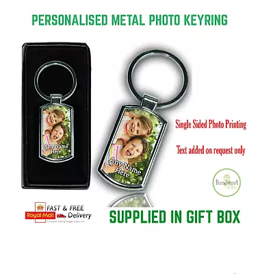 Personalised Premium Photo Printed Text Chrome Keyring With Giftbox New Home • £4.50