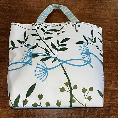 Boat & Tote Bag Floral Embroidery Canvas White Blue And Green • $14.99