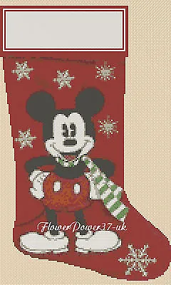 £4.50 • Buy Cross Stitch Chart  Christmas Stocking Mickey Mouse  FlowerPower37