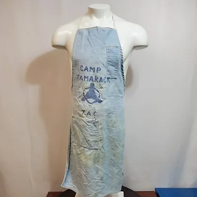 VTG 70s Summer Camp Tamarack Light Wash Selvedge Denim Apron Distressed Work • $34.90