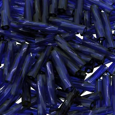 Miyuki Twisted Bugle Beads 2.7x12mm 16GM Transparent Dark Cobalt Blue • $3.99