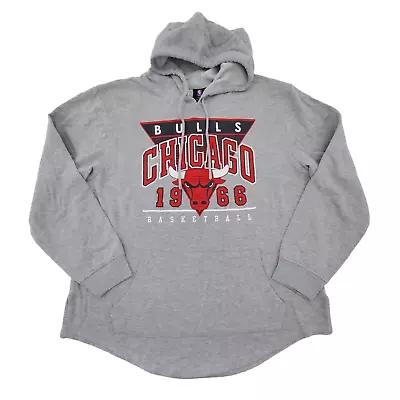Vintage NBA UNK Chicago Bulls XL Hoodie Gray Y2K Pullover Hooded Sweatshirt • $29.99