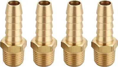 3/8  Barb To 1/4  NPT Air Hose Barb Pipe Fittings Male Threaded Adapter Brass • $11.32