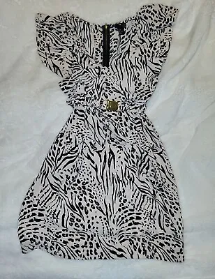 H&M Ruffled Removable Belt Animal Print Dress Short-sleeved Light/baby Pink • $39.97
