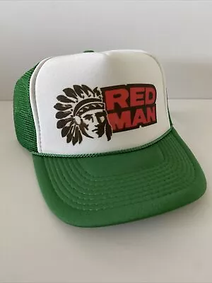 Vintage Red Man Trucker Hat Adjustable Snapback Hat Green Unworn Tobacco Hat • $16.11