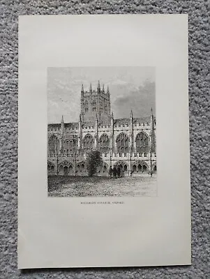 Magdalen College Oxford England - Antique/Vintage Print - 1877 • £14.50