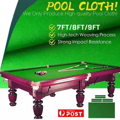 7Pcs Worsted Billiard Snooker Pool Table Cover Cloth W/ Felt Strip 7/8/9ft Green • $41.98