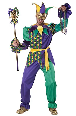 Deluxe Mardi Gras Jester Adult Costume • $50.78
